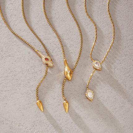 Midnight Coil Afterglow Serpent Zircon Lariat Necklace - view 6