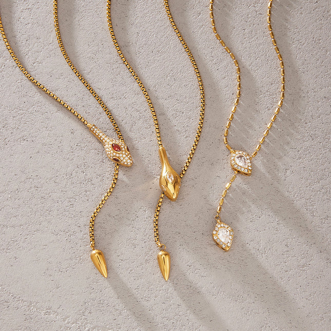 Midnight Coil Afterglow Serpent Zircon Lariat Necklace - view 6