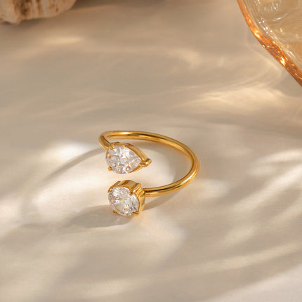 Pear and Round Zircon Wrap Ring - view 2