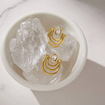 Frostlight Trace Geometric Zircon Drop Earrings - view 5