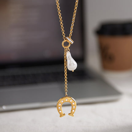 Linked Light Ritual Chain Pearl Pendant Necklace - view 5