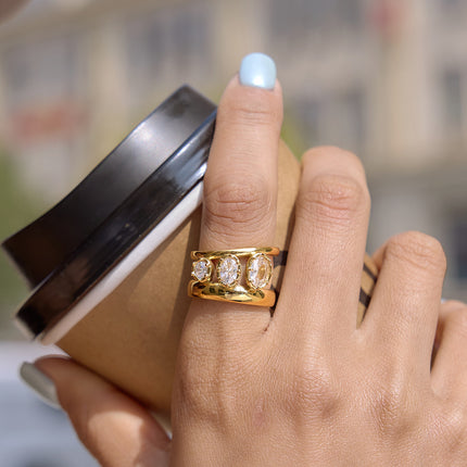 Frostlight Promise Geometric Zircon Gemstone Ring - view 6