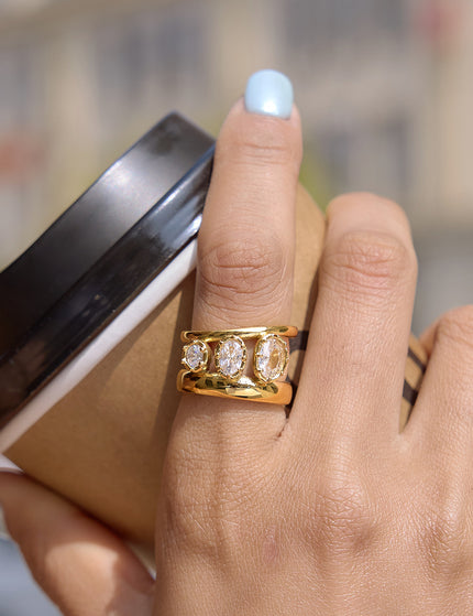 Frostlight Promise Geometric Zircon Gemstone Ring - view 6