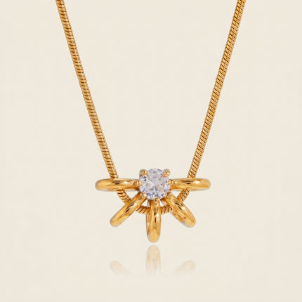 Midnight Coil Drift Serpent Zircon Pendant Necklace