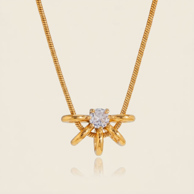 Midnight Coil Drift Serpent Zircon Pendant Necklace