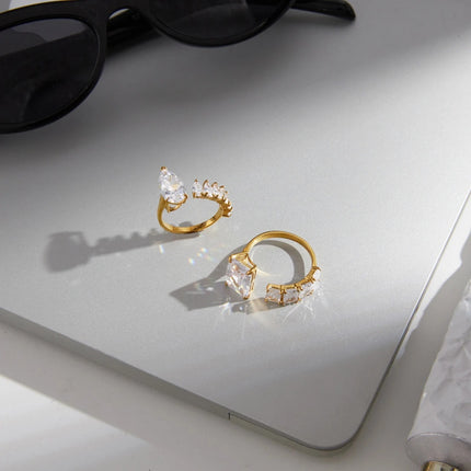 Bright Facet Fable Geometric Zircon Open Ring - view 5