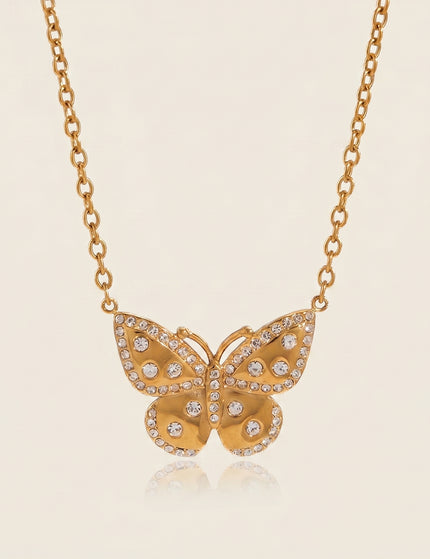 Meadow Flight Poem Butterfly Zircon Pendant Necklace