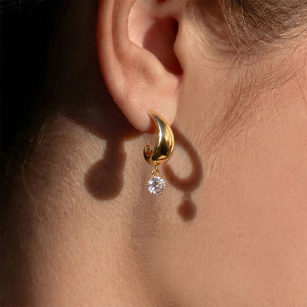 Starstone Gleam Curved Zircon Drop Earrings - view 2