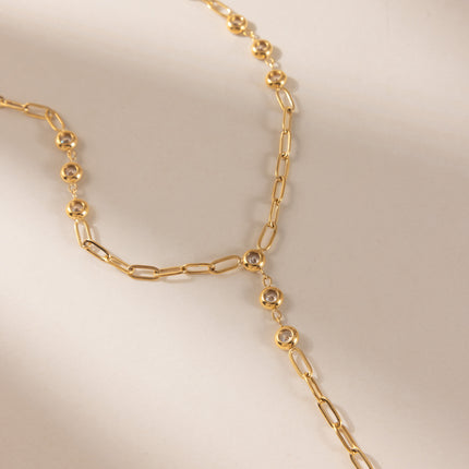 Frostlight Glow Circular Zircon Lariat Necklace - view 5