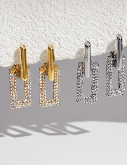 Fine Link Drift Chain Zircon Drop Earrings - view 5