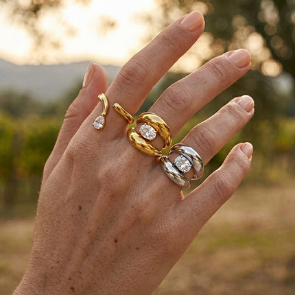 Starstone Drift Oval Zircon Open Ring - view 2