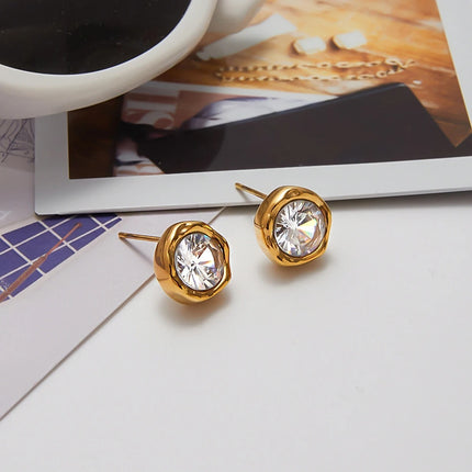 Bright Facet Aura Circular Zircon Stud Earrings - view 4