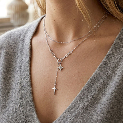Night Compass Gleam Star Rhinestone Pendant Necklace - view 5