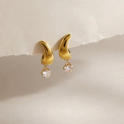 Starstone Gleam Curved Zircon Drop Earrings - view 6