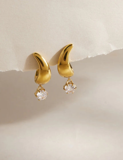 Starstone Gleam Curved Zircon Drop Earrings - view 6