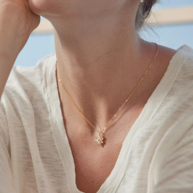 Petal Afterglow Floral Zircon Pendant Necklace - view 3