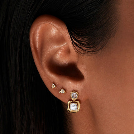 Bright Facet Hush Square Zircon Drop Earrings - view 3