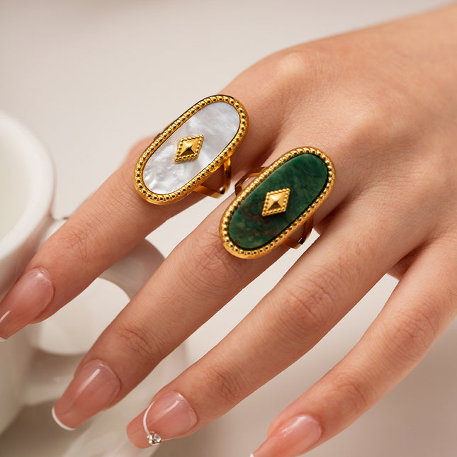 Saltwater Poem Shell Stone Open Ring - view 3