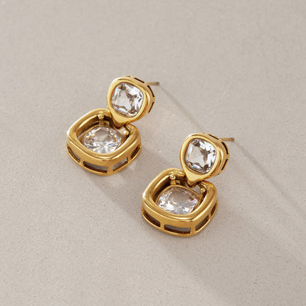 Bright Facet Hush Square Zircon Drop Earrings - view 5