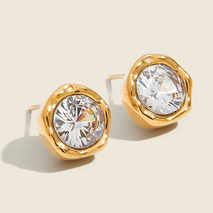 Bright Facet Aura Circular Zircon Stud Earrings