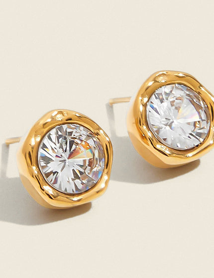 Bright Facet Aura Circular Zircon Stud Earrings