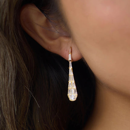 Dewdrop Trace Teardrop Zircon Drop Earrings - view 3