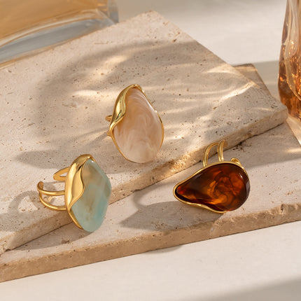 Dewdrop Drift Teardrop Resin Open Ring - view 2