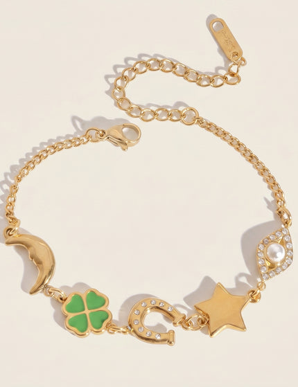 Meadow Charm Echo Clover Zircon Charm Bracelet