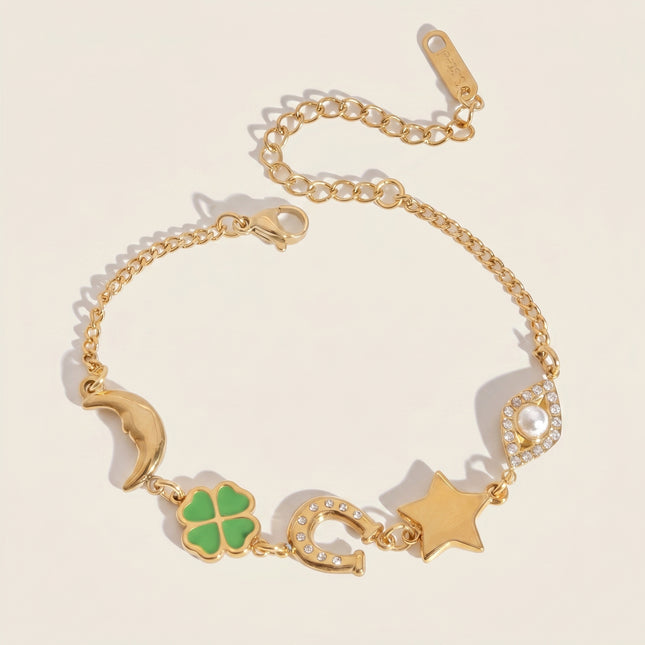 Meadow Charm Echo Clover Zircon Charm Bracelet
