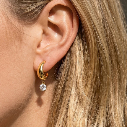 Starstone Gleam Curved Zircon Drop Earrings - view 3