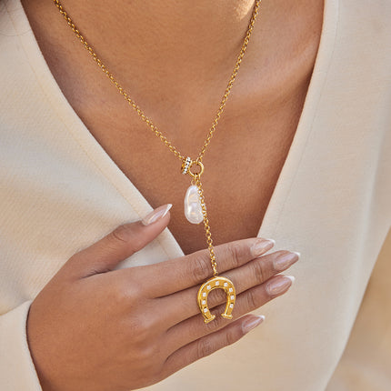 Linked Light Ritual Chain Pearl Pendant Necklace - view 3
