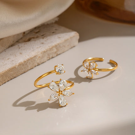 Petal Afterglow Floral Zircon Open Ring - view 6