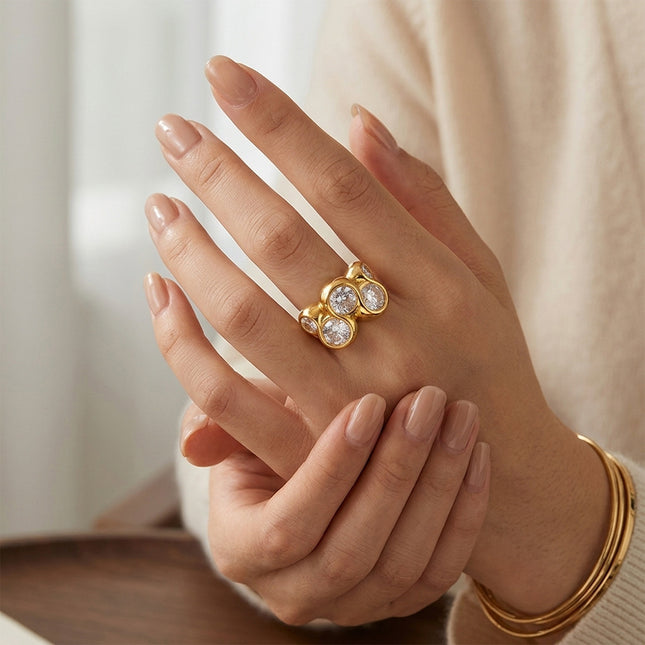 Frostlight Echo Circular Zircon Gemstone Ring - view 3