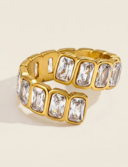 Frostlight Muse Rectangular Zircon Open Ring