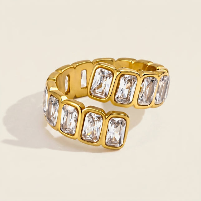 Frostlight Muse Rectangular Zircon Open Ring