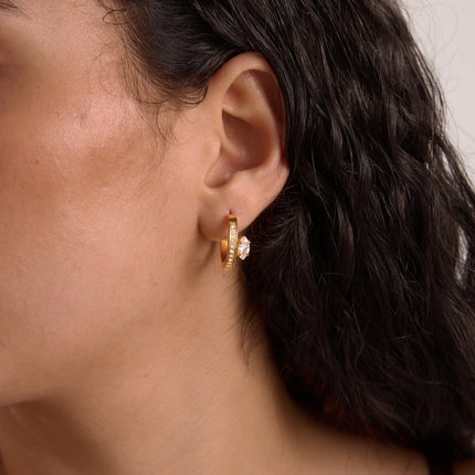 Frostlight Glow Circular Zircon Hoop Earrings - view 2