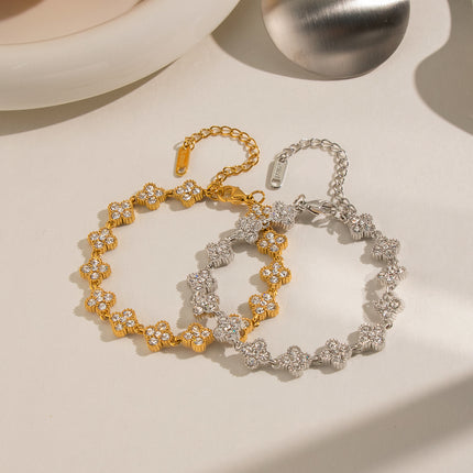 Lucky Leaf Clover Zircon Chain Bracelet - view 5