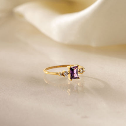 Violet Rectangle Zircon Ring - view 6