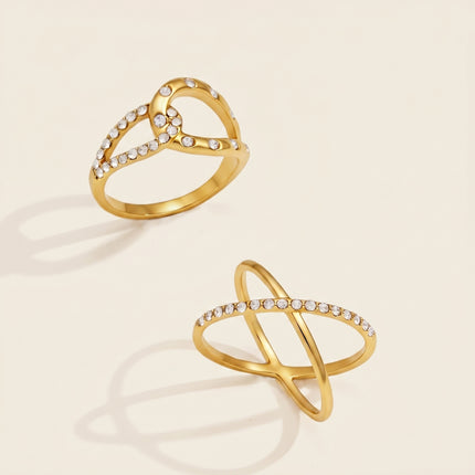 Modern Line Afterglow Crossed Zircon Gemstone Ring - view 2