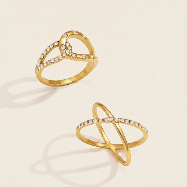 Modern Line Afterglow Crossed Zircon Gemstone Ring - view 2