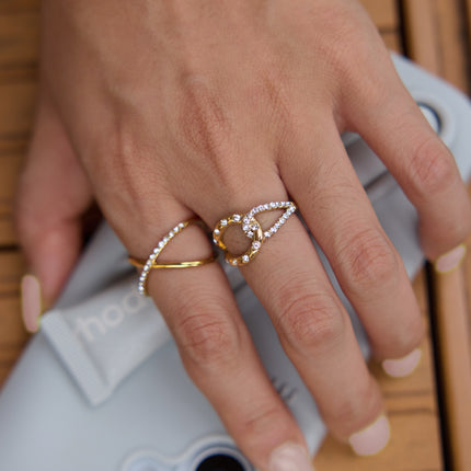 Modern Line Afterglow Crossed Zircon Gemstone Ring - view 5