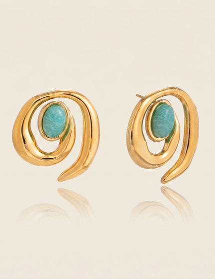 Soft Spiral Poem Twisted Stone Stud Earrings