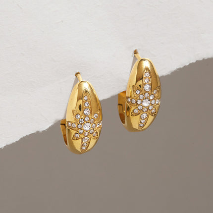 Midnight Spark Drift Star Rhinestone Hoop Earrings - view 6