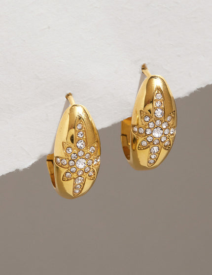 Midnight Spark Drift Star Rhinestone Hoop Earrings - view 6