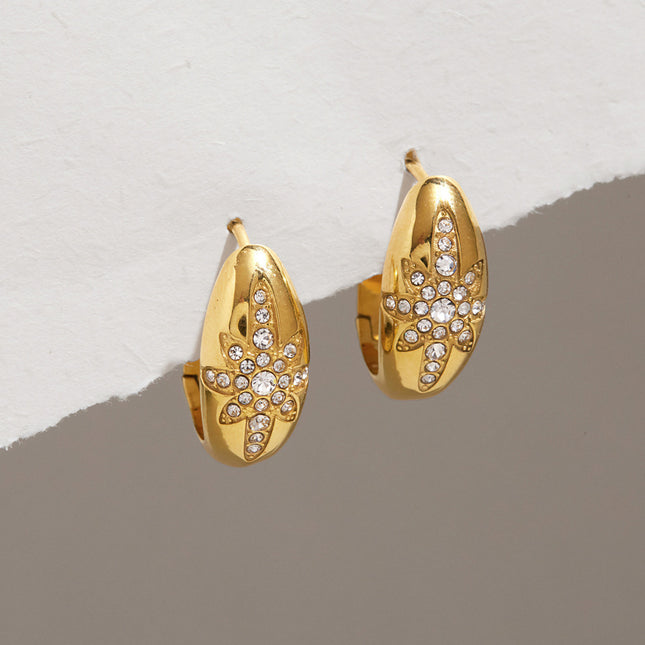 Midnight Spark Drift Star Rhinestone Hoop Earrings - view 6