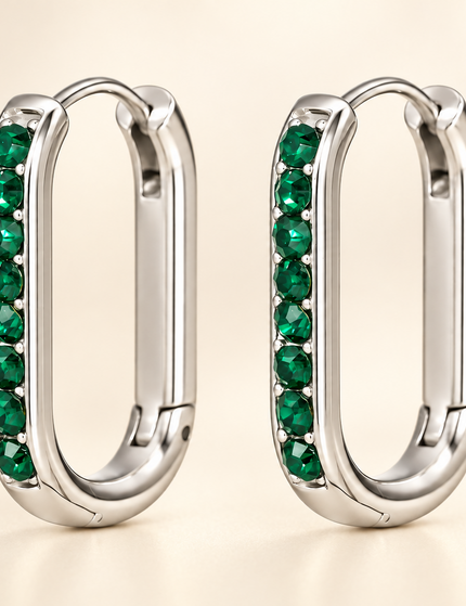 Glacier U-Shaped Zircon Hoop Earrings - view 11