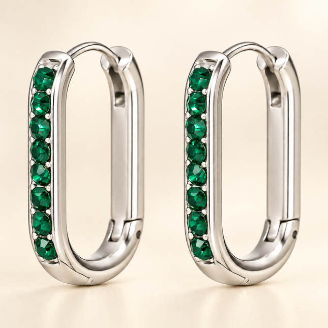 Glacier U-Shaped Zircon Hoop Earrings - view 11