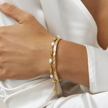 Mira Hammered Open Bangle - view 2