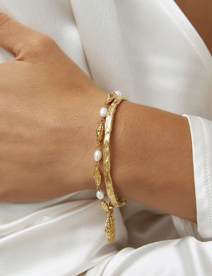 Mira Hammered Open Bangle - view 2