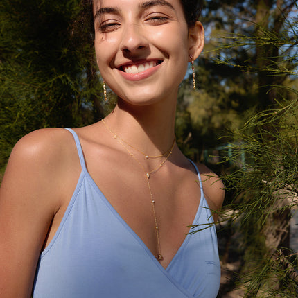 Liquid Light Glow Teardrop Zircon Lariat Necklace - view 4